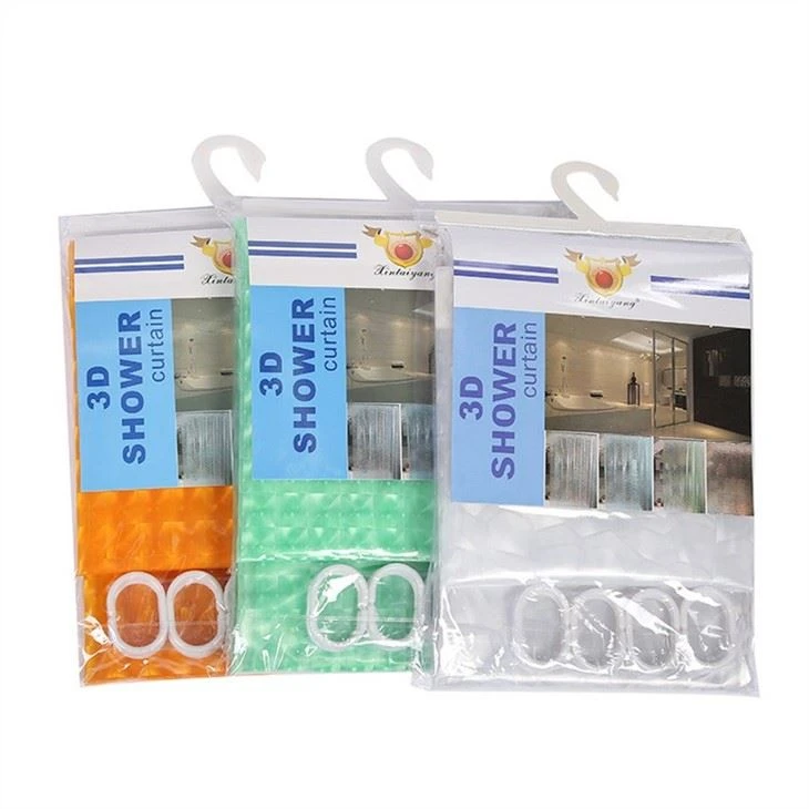 3D Clear Plastic Shower Curtain Liner, Ice Cube Plastic Bathroom Shower Showroom Inner Curtain