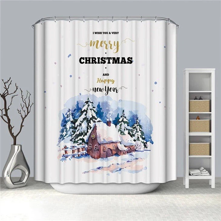 White shower curtain