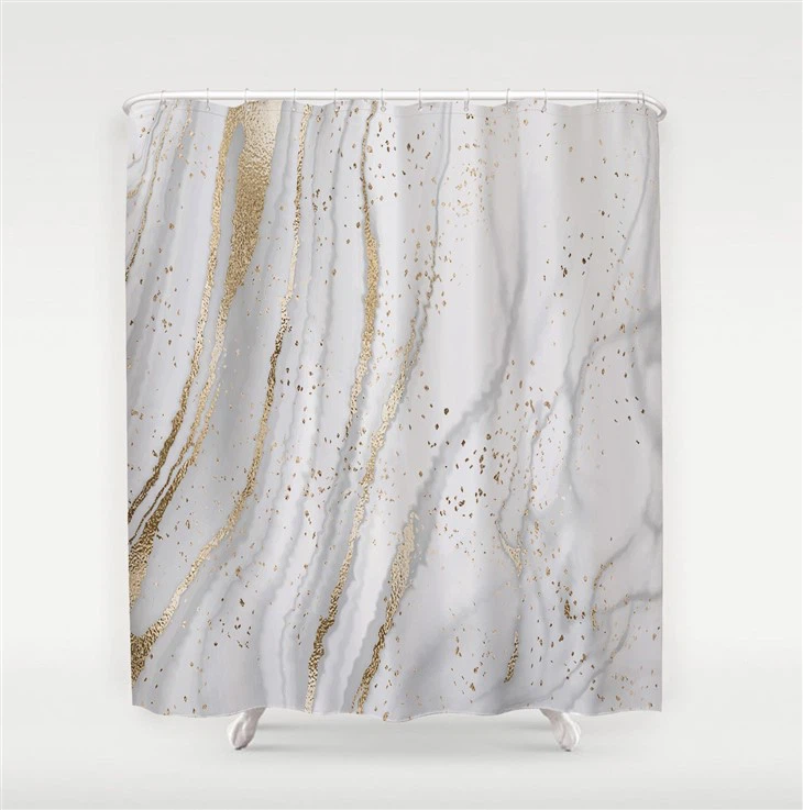 Hot High-definition Digital Printing Waterproof Bathroom Polyester Shower Curtain Marble Partition Curtain