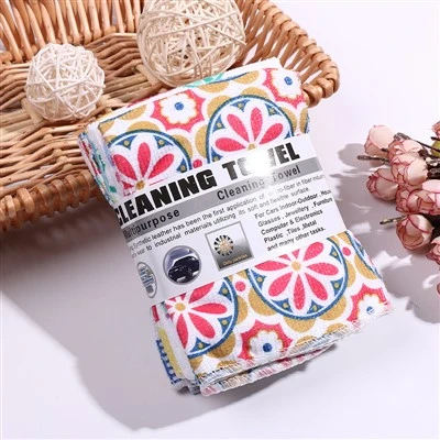 Baskılı Mikrofiber Bez 5 Opp Torba Emici Bulaşık Yıkama Havlusu Yağsız Temizlik Havlusu